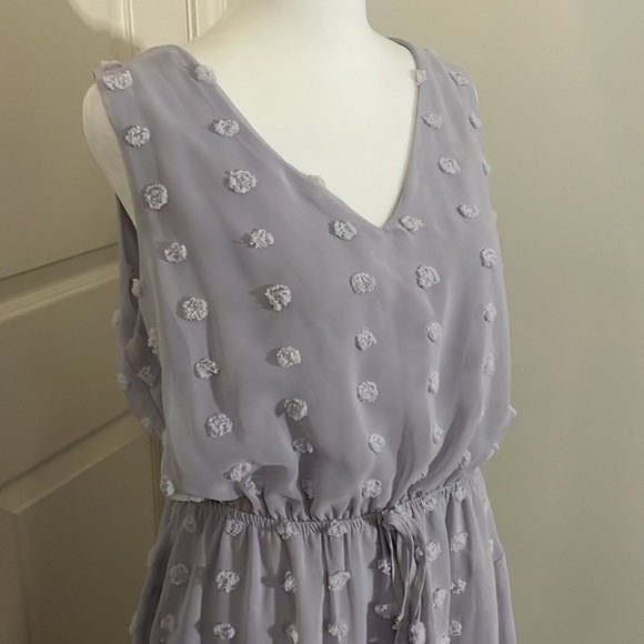 She+Sky Women's V Neck Elastic Waist lavender Polka Dot Dress Size Large - Picture 2 of 7